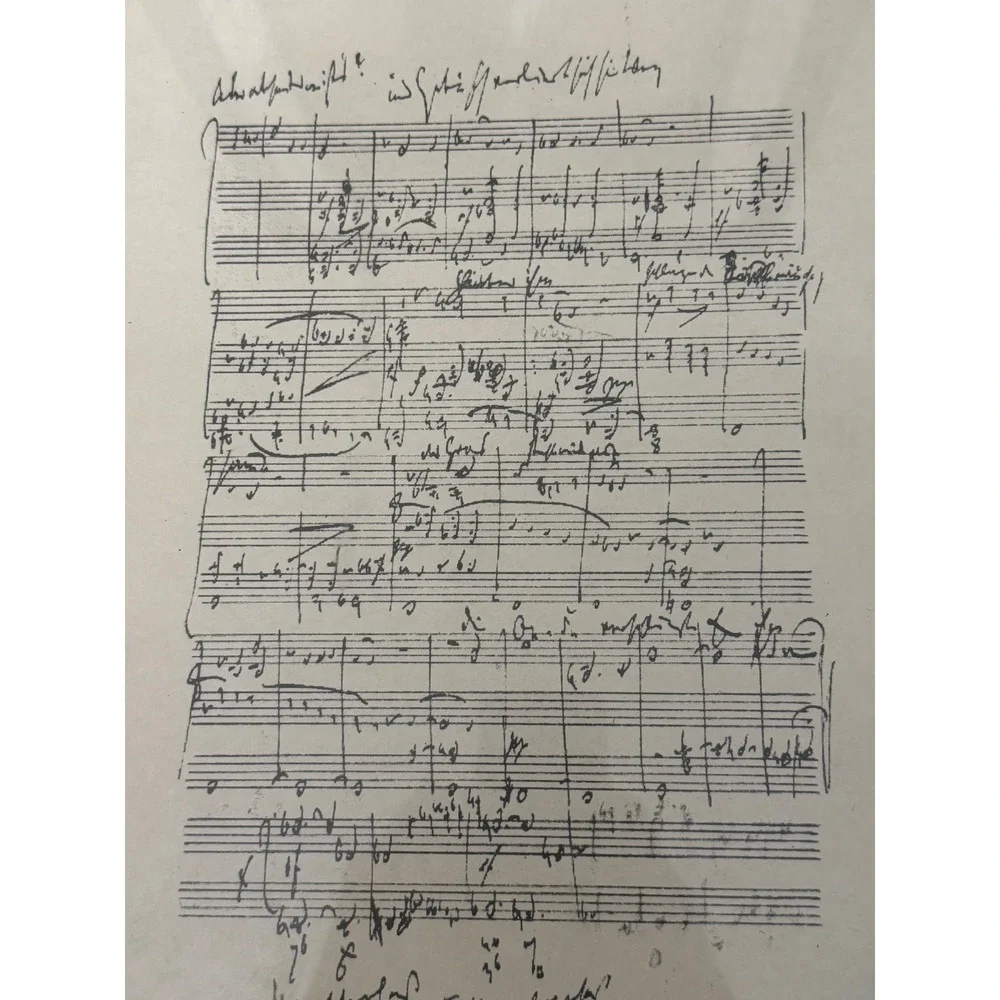 Vintage Framed Handwritten Sheet Music Manuscript Print Brass Frame 12x17